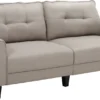 HOMCOM Doppelsofa 2-Sitzer Sofa Loveseat Stoffsofa Mittelalterlicher Stil Wohnzimmer Schlafzimmer Leinen-Touch Gummiholz Beige 202 X 72 X 91 Cm