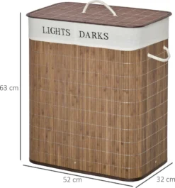 HOMCOM 100L Wäschekorb Wäschebox Wäschesammler Mit 3 Griffe Mit Waschbarem Wäschesack Abnehmbar Bambus Polyester Baumwolle Metall Braun+Weiß 52 X 32 X 63 Cm 13 HOMCOM 100L Wäschekorb Wäschebox Wäschesammler Mit 3 Griffe Mit Waschbarem Wäschesack Abnehmbar Bambus Polyester Baumwolle Metall Braun+Weiß 52 X 32 X 63 Cm -Homcom 8ed08e48b90219933678174f8125aec8