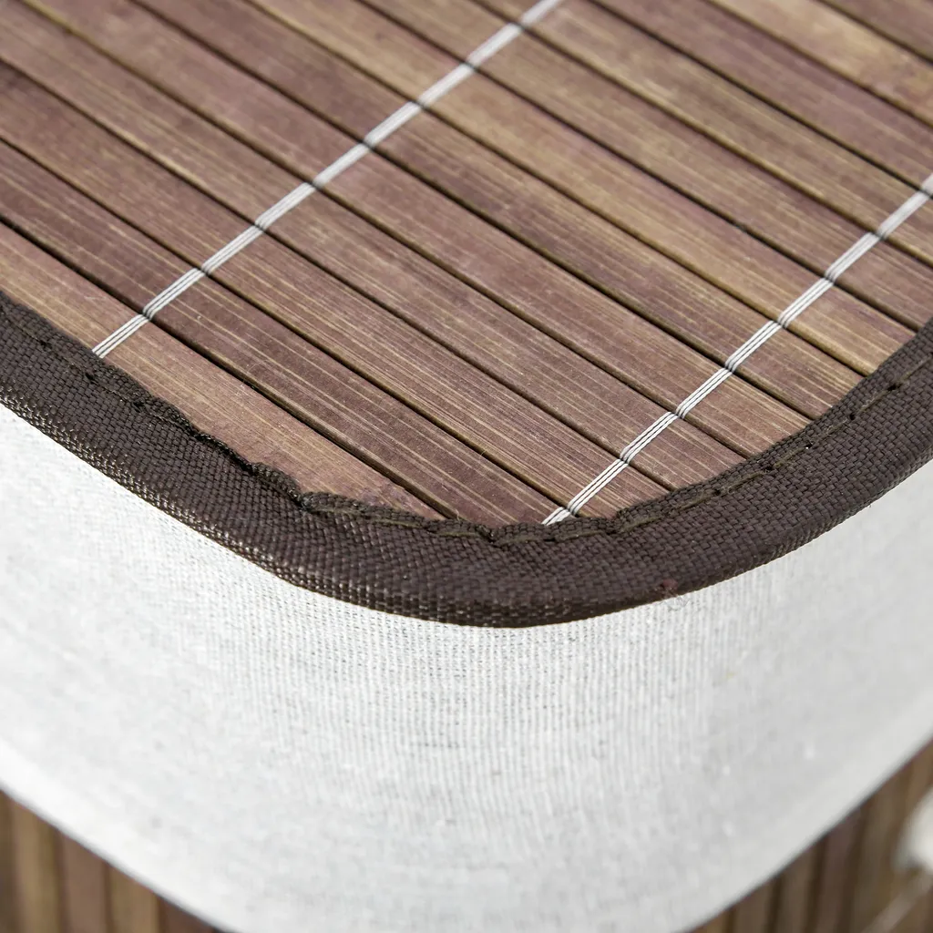 HOMCOM 100L Wäschekorb Wäschebox Wäschesammler Mit 3 Griffe Mit Waschbarem Wäschesack Abnehmbar Bambus Polyester Baumwolle Metall Braun+Weiß 52 X 32 X 63 Cm 11 HOMCOM 100L Wäschekorb Wäschebox Wäschesammler Mit 3 Griffe Mit Waschbarem Wäschesack Abnehmbar Bambus Polyester Baumwolle Metall Braun+Weiß 52 X 32 X 63 Cm – Bild 9