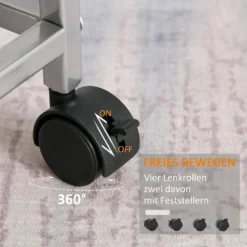 HOMCOM Servierwagen, Küchenwagen Mit Metallkörben, Küchentrolley, Beistellwagen, Silber, 36,5 X 36,5 X 89 Cm -Homcom 91a5bd9043d7158e99b0ef92948492f7