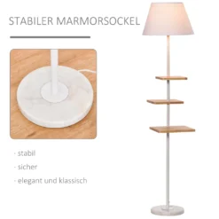 HOMCOM Stehlampe Stehleuchte Mit 3 Drehbaren Etagen Elegant Klassisch Für Wohnzimmer Schlafzimmer Büro Stahl Gummiholz T/C-Gewebe Marmor Weiß+Natur 38 X 38 X 155 Cm 13 HOMCOM Stehlampe Stehleuchte Mit 3 Drehbaren Etagen Elegant Klassisch Für Wohnzimmer Schlafzimmer Büro Stahl Gummiholz T/C-Gewebe Marmor Weiß+Natur 38 X 38 X 155 Cm -Homcom 91d94c08722b7fcbfa607e98fc2f4814