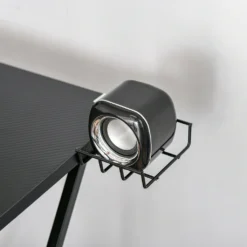 HOMCOM Gaming-Tisch Schreibtisch Computertisch PC Schreibtisch Mit Kopfhörerhaken Getränkehalterung Ergonomisches Design Verstellbare Füße MDF Stahl Schwarz 106 X 60 X 93,5 Cm -Homcom 92449f4ecf0c29363d65db7fc7863e92