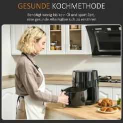 HOMCOM Heißluftfritteuse 4,5 L 1500W Mit 8 Menüs LED-Display Antihaftbeschichteter Fritterkorb Für Gesundes ölfreies Fettarmes Kochen Schwarz 28 X 35,1 X 33 Cm 16 HOMCOM Heißluftfritteuse 4,5 L 1500W Mit 8 Menüs LED-Display Antihaftbeschichteter Fritterkorb Für Gesundes ölfreies Fettarmes Kochen Schwarz 28 X 35,1 X 33 Cm -Homcom 94bb5b78996d87b665696a7d901ee8d5