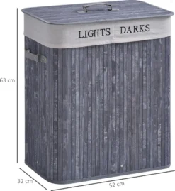 HOMCOM Wäschekorb Wäschebox Wäschesammler Mit Deckel Segeltuchsack Waschbarem Wäschesack Mit Griffen Segeltuch + Bambus Grau100L 52 X 32 X 63 Cm 18 HOMCOM Wäschekorb Wäschebox Wäschesammler Mit Deckel Segeltuchsack Waschbarem Wäschesack Mit Griffen Segeltuch + Bambus Grau100L 52 X 32 X 63 Cm -Homcom 953c4a9209ce5344adefd6846e1ba80e