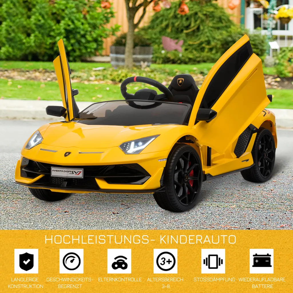 HOMCOM Kinderauto Kinderfahrzeug Für 3-8 Jahre Elektroauto Mit Fernsteuerung MP3/USB Licht Musik Kunststoff Metall Gelb 123 X 66,5 X 45,5 Cm 6 HOMCOM Kinderauto Kinderfahrzeug Für 3-8 Jahre Elektroauto Mit Fernsteuerung MP3/USB Licht Musik Kunststoff Metall Gelb 123 X 66,5 X 45,5 Cm – Bild 4