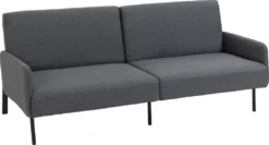 HOMCOM Schlafsofa Klappsofa 2-Sitzer Stoffsofa Bettsofa Sofa Mit Schlaffunktion Sofagarnitur Leinen-Touch Stahl Grau 214 X 94 X 81 Cm