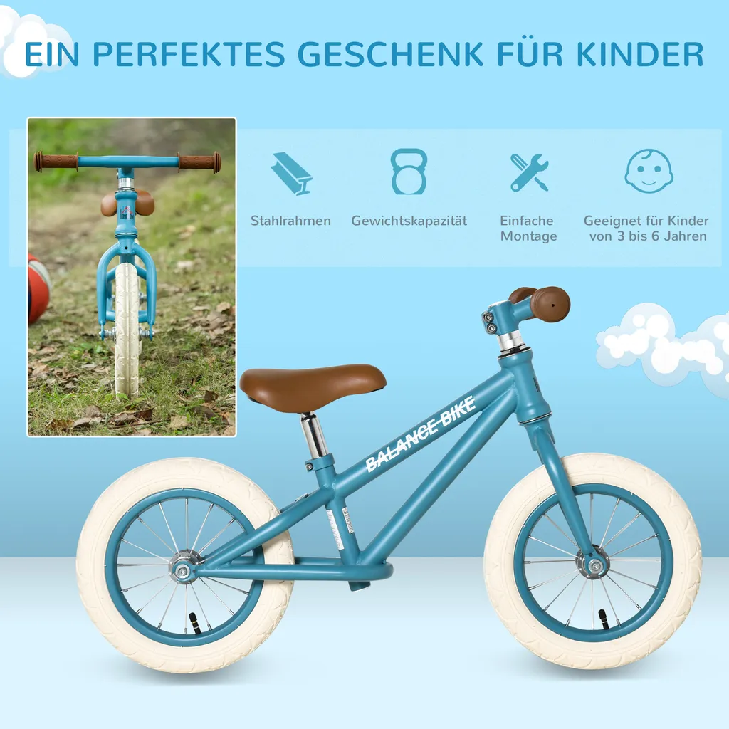 HOMCOM Laufrad Kinderlaufrad Höhenverstellbarem Sitz Lernlaufrad Luftgefüllte Reifen Für Kinder Ab 3 Jahren Stahl Blau 85 X 40 X 53 Cm 8 HOMCOM Laufrad Kinderlaufrad Höhenverstellbarem Sitz Lernlaufrad Luftgefüllte Reifen Für Kinder Ab 3 Jahren Stahl Blau 85 X 40 X 53 Cm – Bild 6