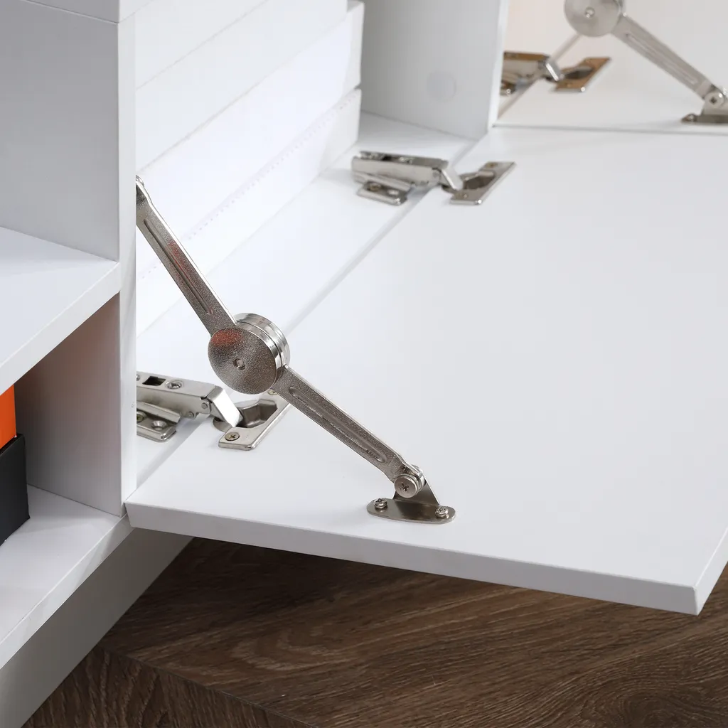 HOMCOM Wohnwand Wohnzimmer TV Set TV-Schrank Mit Wandregal Fernsehschrank Fernsehtisch TV Lowboard Mit Klappschrank Und Regal Weiß 150 X 31,5 X 40 Cm 9 HOMCOM Wohnwand Wohnzimmer TV Set TV-Schrank Mit Wandregal Fernsehschrank Fernsehtisch TV Lowboard Mit Klappschrank Und Regal Weiß 150 X 31,5 X 40 Cm – Bild 7