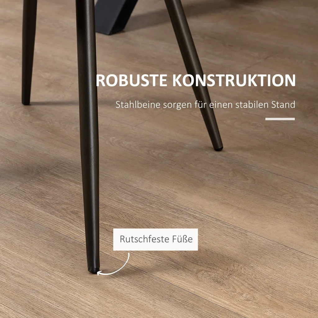 HOMCOM 2er Set Esszimmerstühle Küchenstuhl Essstühle Wohnzimmerstühle Polsterstühle Armlos Ergonomisch Im Skandi-Design Bezug Aus Leinen Stahl Hellbraun 47,5 X 55,5 X 77,5 Cm 8 HOMCOM 2er Set Esszimmerstühle Küchenstuhl Essstühle Wohnzimmerstühle Polsterstühle Armlos Ergonomisch Im Skandi-Design Bezug Aus Leinen Stahl Hellbraun 47,5 X 55,5 X 77,5 Cm – Bild 6