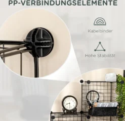 HOMCOM Regalsystem, Steckregal Aus Stahldraht, DIY Würfelregal, 9 Fächer, Drahtgitter, Schuhregal, Stufenregal Für Wohnzimmer, Kinderzimmer, Schlafzimmer, Schwarz, 35 X 35 X 35 Cm Je Würfel -Homcom 979362eb68a339b7a9383b8a105b43a3