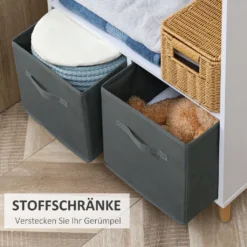 HOMCOM Garderobenständer Kleiderschrank Mit 3 Haken Schulbladen Garderobe Kleiderständer Mit Nordisches Design Für Schlafzimmer Eingangsbereich Mit Kippschutz Spanholz Weiß+Grau 61 X 29,6 X 132 Cm -Homcom 97c123d79eb3ecc27a63a5f06feda5c9