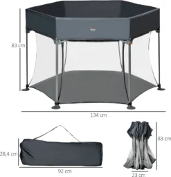 HOMCOM Baby Laufgitter 6 Eckig Zusammenklappbarer Laufstall Absperrgitter Krabbelgitter Reisebett Spielgitter Aktivitätszentrum Für Kinder Schutzgitter Mit Tragetasche Dunkelgrau 134 X 134 X 83 Cm 13 HOMCOM Baby Laufgitter 6 Eckig Zusammenklappbarer Laufstall Absperrgitter Krabbelgitter Reisebett Spielgitter Aktivitätszentrum Für Kinder Schutzgitter Mit Tragetasche Dunkelgrau 134 X 134 X 83 Cm -Homcom 97ee5215713725cb0773cdd9ea17662f