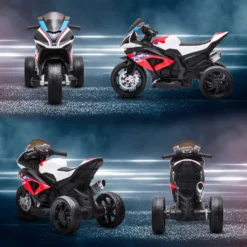 HOMCOM Kinder Elektro-Motorrad Kindermotorrad 6V Elektrofahrzeug Elektro-Dreirad Kinderfahrzeug Mit 3 Musikmodi 2,5km/h Elektromotorrad Für Kinder Ab 18 Monaten PP Metall Rot 82,5 X 42 X 54 Cm -Homcom 9843d266c9be9c92aeeae7c7c2f4289f