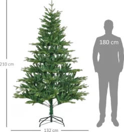 HOMCOM Künstlicher Weihnachtsbaum 210 Cm Mit 2551 Astspitzen Christbaum Tannenbaum Mit Standfuß Flammhemmend PVC PE Metall Grün -Homcom 98b42a2a15c729628b25d68be5fb8f01