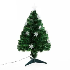 HOMCOM Weihnachtsbaum Christbaum Tannenbaum 12 LED-Lichter 90 Spitzen PVC Grün ∅45 X 90 Cm