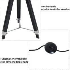 HOMCOM Stehleuchte Stehlampe Standlampe Höhenverstellbar H152cm E27 Kiefer Gold L65xB65xH152cm -Homcom 99b3943f8a9e884082ec0abf5a12fa9b