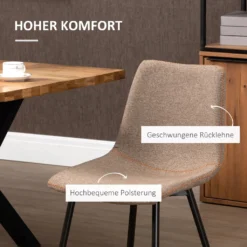 HOMCOM 2er Set Esszimmerstühle Küchenstuhl Essstühle Wohnzimmerstühle Polsterstühle Armlos Ergonomisch Im Skandi-Design Bezug Aus Leinen Stahl Hellbraun 47,5 X 55,5 X 77,5 Cm 15 HOMCOM 2er Set Esszimmerstühle Küchenstuhl Essstühle Wohnzimmerstühle Polsterstühle Armlos Ergonomisch Im Skandi-Design Bezug Aus Leinen Stahl Hellbraun 47,5 X 55,5 X 77,5 Cm -Homcom 99cccf14b497a1814c1a56faac5eb759