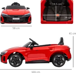 HOMCOM Kinder Elektroauto, Kinderauto Mit 2,4G Ferbedienung, Kinderfahrzeug Mit Hupe & Musik & Scheinwerfer, Elektrofahrzeuge Für Kinder Ab 3 Jahre, Rot -Homcom 99e10930bf496838f57521b3ee1cd5d8
