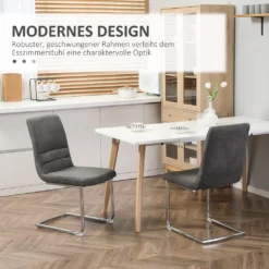 HOMCOM Esszimmerstuhl 2er Set Akzentstuhl Küchenstühle Polsterstuhl Wohnzimmerstuhl Aus Mikrofaser-Stoff Für Esszimmer Retrodesign Stahl Grau 42 X 64 X 90 Cm 12 HOMCOM Esszimmerstuhl 2er Set Akzentstuhl Küchenstühle Polsterstuhl Wohnzimmerstuhl Aus Mikrofaser-Stoff Für Esszimmer Retrodesign Stahl Grau 42 X 64 X 90 Cm -Homcom 9b52e164ee708b5d2b5d00ab12d3a10f