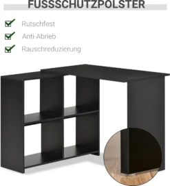 HOMCOM Eckschreibtisch Schreibtisch L-förmiger Schreibtisch Computertisch PC Laptop-Spieltisch Winkel Staufach Büro Schwarz 100 X 90 X 75 Cm 15 HOMCOM Eckschreibtisch Schreibtisch L-förmiger Schreibtisch Computertisch PC Laptop-Spieltisch Winkel Staufach Büro Schwarz 100 X 90 X 75 Cm -Homcom 9bd35046843bda8c50c8e9eb0d88e26a