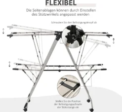 HOMCOM Kleiderständer Wäschetrockner Wäscheständer Standtrockner Zusammenklappbar Großer Trockenraum Edelstahl 138,5x63x208cm 15 HOMCOM Kleiderständer Wäschetrockner Wäscheständer Standtrockner Zusammenklappbar Großer Trockenraum Edelstahl 138,5x63x208cm -Homcom 9c3e63519252c65171af872c8855d7cd