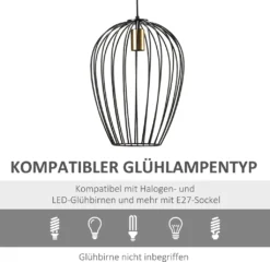 HOMCOM Pendelleuchte Hängeleuchte Hängelampe Modern Pendellampe Für Büro Wohnzimmer Esszimmer Metall Schwarz Ø26 X 130 Cm 14 HOMCOM Pendelleuchte Hängeleuchte Hängelampe Modern Pendellampe Für Büro Wohnzimmer Esszimmer Metall Schwarz Ø26 X 130 Cm -Homcom 9d03a6454f5a7bae2cad5505ae836bb1