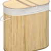 HOMCOM Wäschekorb 100L Wäschebox Mit Deckel, Griff Wäschesortierer Wäschesammler Mit 2 Abschnitten, Herausnehmbarem Wäschesack Für Schlafzimmer, Badezimmer Bambus Natur -Homcom 9d11f5da98dfef43b0aec4f813e97bd3