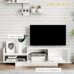 HOMCOM Wohnwand Wohnzimmer TV Set TV-Schrank Mit Wandregal Fernsehschrank Fernsehtisch TV Lowboard Mit Klappschrank Und Regal Weiß 150 X 31,5 X 40 Cm 14 HOMCOM Wohnwand Wohnzimmer TV Set TV-Schrank Mit Wandregal Fernsehschrank Fernsehtisch TV Lowboard Mit Klappschrank Und Regal Weiß 150 X 31,5 X 40 Cm -Homcom 9e84a8b2d0f89279bf51baeeab5d4b5b