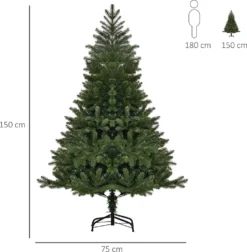 HOMCOM Künstlicher Weihnachtsbaum 1,5 M Christbaum Tannenbaum PVC PE Metall Grün Ø75 X 150 Cm 15 HOMCOM Künstlicher Weihnachtsbaum 1,5 M Christbaum Tannenbaum PVC PE Metall Grün Ø75 X 150 Cm -Homcom 9eab12edd3508984b014407d1447ffdc