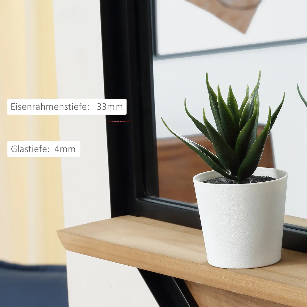 HOMCOM 61 X 61cm Achteck Wandspiegel Hängespiegel Wohnzimmerspiegel Mit Regal Industrie-Design Für Schlafzimmer Schwarz 8 HOMCOM 61 X 61cm Achteck Wandspiegel Hängespiegel Wohnzimmerspiegel Mit Regal Industrie-Design Für Schlafzimmer Schwarz – Bild 6