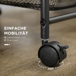 HOMCOM Rollwagen, Küchenwagen Mit 4 Körben, Aufbewahrungsregal Mit Rollen, Haushaltregal, Servierwagen Für Schlafzimmer, Wohnzimmer, Stahl, Schwarz, 41,5 X 31 X 66 Cm -Homcom 9f2829199479b1c75628df85bf1843ca