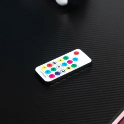 HOMCOM Gaming Tisch RGB-Lichter Schreibtisch R-förmiger 4 Verstellbare Fußstützen Computertisch Arbeitstisch Spanplatte Metall Schwarz+Rot 120 X 60 X 74,5 Cm -Homcom 9fd53df34838b4769763a6de2399909e