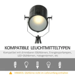 HOMCOM Stehlampe Vintage Design Standleuchte Retrodesign Tripod Stehleuchte Mit Ø15,5 Cm Lampenschirm 25W Für Schlafzimmer Esszimmer Sockel E27 Metall Schwarz Ø58 X 136 Cm 16 HOMCOM Stehlampe Vintage Design Standleuchte Retrodesign Tripod Stehleuchte Mit Ø15,5 Cm Lampenschirm 25W Für Schlafzimmer Esszimmer Sockel E27 Metall Schwarz Ø58 X 136 Cm -Homcom a2030267cf1cd6ecdc03851dda2f8882