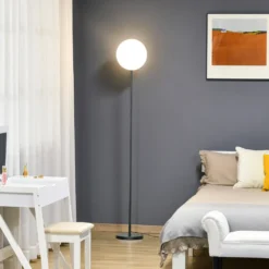 HOMCOM Stehlampe Mit LED Um 90 Grad Verstellbar Abnehmbarer Lichtmast Lampe Metall Acryl Schwarz Ø28 X 171,5 Cm -Homcom a40288602bc8a5cab190d29b67ab771d