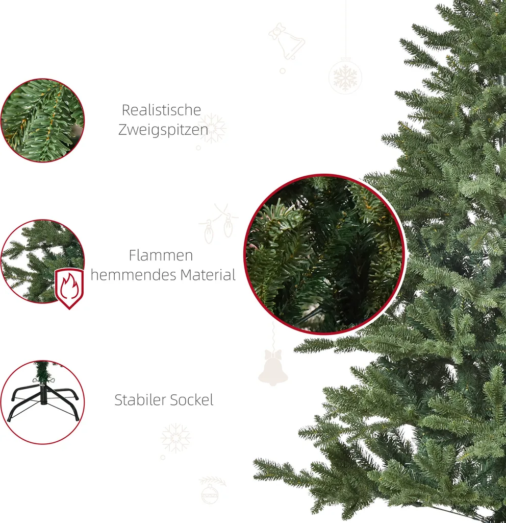 HOMCOM Künstlicher Weihnachtsbaum 1,5 M Christbaum Tannenbaum PVC PE Metall Grün Ø105 X 150 Cm 9 HOMCOM Künstlicher Weihnachtsbaum 1,5 M Christbaum Tannenbaum PVC PE Metall Grün Ø105 X 150 Cm – Bild 7
