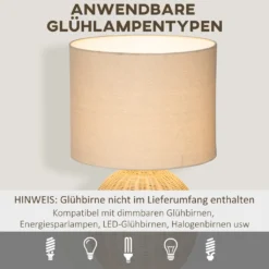 HOMCOM Tischlampe Tischleuchte Rattan-Lampenschirm Nachttischlampe Wohnzimmerlampe Mit Holzsockel Rattan-Fuß 40W Naturholz 34 X 34 X 55 Cm 15 HOMCOM Tischlampe Tischleuchte Rattan-Lampenschirm Nachttischlampe Wohnzimmerlampe Mit Holzsockel Rattan-Fuß 40W Naturholz 34 X 34 X 55 Cm -Homcom a5621eb94851bd7ed83cb3739dfd7d56