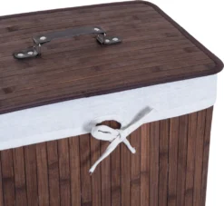 HOMCOM Wäschekorb, Wäschebox, Wäschesammler Mit Deckel, Segeltuchsack, Bambus , Faltbar, 72L, Dunkelbraun, 40 X 30 X 60 Cm -Homcom a56f13379f0db4188c5ccacdb70df9dc