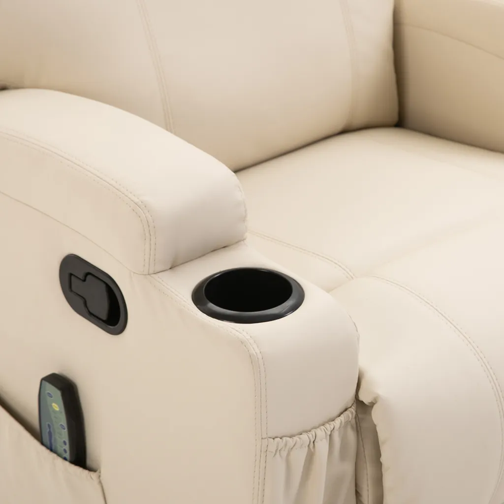 HOMCOM Massagesessel Relaxsessel Fernsehsessel Massagefunktion 5 Massage-Modi Liegefunktion Kunstleder Holz Metall Schaumstoff Cremeweiß 84 X 92 X 109 Cm 13 HOMCOM Massagesessel Relaxsessel Fernsehsessel Massagefunktion 5 Massage-Modi Liegefunktion Kunstleder Holz Metall Schaumstoff Cremeweiß 84 X 92 X 109 Cm – Bild 11