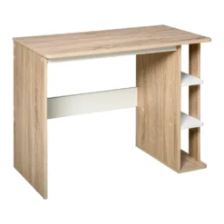 HOMCOM Schreibtisch Mit Regal Bücherregal Computertisch Bürotisch Spanplatte Natur+Weiß 100 X 44 X 74 Cm