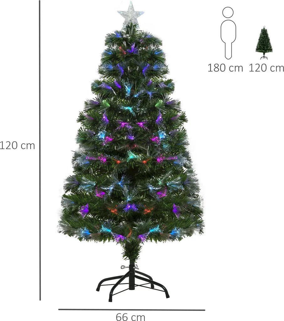 HOMCOM Weihnachtsbaum 1,2 M Christbaum Kunsttanne 130 Zweige Metallfuß PVC Mehrfarbige Lichteffekte Ø66 X 120H Cm 5 HOMCOM Weihnachtsbaum 1,2 M Christbaum Kunsttanne 130 Zweige Metallfuß PVC Mehrfarbige Lichteffekte Ø66 X 120H Cm – Bild 3