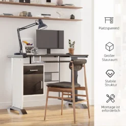 HOMCOM Computertisch Winkelschreibtisch Mit Schubladen Schreibtisch Bürotisch Anti-Rutsch Metall MDF Schwarznuss+Silber 100 X 52 X 75 Cm -Homcom a97a11bdecbb424c96e1a500ec81b2b3