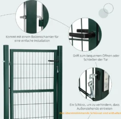 HOMCOM Gartentor Gartentür Zauntor Hoftür Aus Stahl Mit Griff Schloss Und Schlüsseln 97 X 170 Cm Grün 14 HOMCOM Gartentor Gartentür Zauntor Hoftür Aus Stahl Mit Griff Schloss Und Schlüsseln 97 X 170 Cm Grün -Homcom a9be8cfd004298422aed3c6ef935b83e