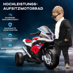 HOMCOM Kinder Elektro-Motorrad Kindermotorrad 6V Elektrofahrzeug Elektro-Dreirad Kinderfahrzeug Mit 3 Musikmodi 2,5km/h Elektromotorrad Für Kinder Ab 18 Monaten PP Metall Rot 82,5 X 42 X 54 Cm -Homcom aab5ec7a8e638083d471ce2f6926f32c