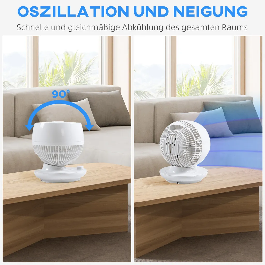 HOMCOM Tischventilator Umluftventilator 90° Kippfunktion 70° Oxidation 90° Schwenkbar Ventilator Lüfter 3 Geschwindigkeitsstufen ABS Kunststoff L Ø27 X 34H Cm 8 HOMCOM Tischventilator Umluftventilator 90° Kippfunktion 70° Oxidation 90° Schwenkbar Ventilator Lüfter 3 Geschwindigkeitsstufen ABS Kunststoff L Ø27 X 34H Cm – Bild 6
