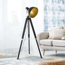 HOMCOM Stehleuchte Stehlampe Standlampe Höhenverstellbar H152cm E27 Kiefer Gold L65xB65xH152cm -Homcom ab1f8e75c33cedcf9184d56880cc3d82