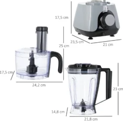 HOMCOM Küchenmaschine Mit 1L Schlüssel 1,25L Mixbehälter 4-Blatt-Messer Zum Schneiden, Zerkleinern, Verquirlen, Hacken, Mahlen, Mixen Und Mischen 3 Geschwindigkeitsstufen 650W 11 HOMCOM Küchenmaschine Mit 1L Schlüssel 1,25L Mixbehälter 4-Blatt-Messer Zum Schneiden, Zerkleinern, Verquirlen, Hacken, Mahlen, Mixen Und Mischen 3 Geschwindigkeitsstufen 650W -Homcom ab2689632d23983df11bd2498710c645