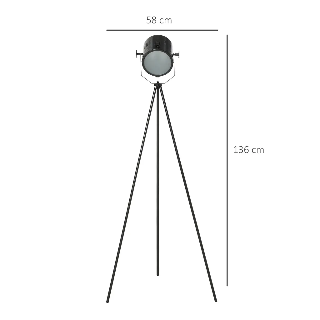 HOMCOM Stehlampe Vintage Design Standleuchte Retrodesign Tripod Stehleuchte Mit Ø15,5 Cm Lampenschirm 25W Für Schlafzimmer Esszimmer Sockel E27 Metall Schwarz Ø58 X 136 Cm 5 HOMCOM Stehlampe Vintage Design Standleuchte Retrodesign Tripod Stehleuchte Mit Ø15,5 Cm Lampenschirm 25W Für Schlafzimmer Esszimmer Sockel E27 Metall Schwarz Ø58 X 136 Cm – Bild 3