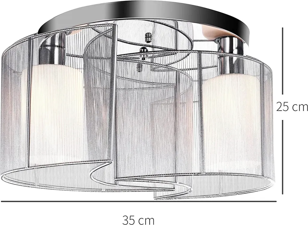 HOMCOM Deckenleuchte Deckenlampe 50W Modernes Design Leuchtmittel E27 Sockel Ideal Für Schlafzimmer Wohnzimmer Küchen Flur Stark Leuchtkraft Cremeweiß Ø35x25 Cm 4 HOMCOM Deckenleuchte Deckenlampe 50W Modernes Design Leuchtmittel E27 Sockel Ideal Für Schlafzimmer Wohnzimmer Küchen Flur Stark Leuchtkraft Cremeweiß Ø35x25 Cm – Bild 2