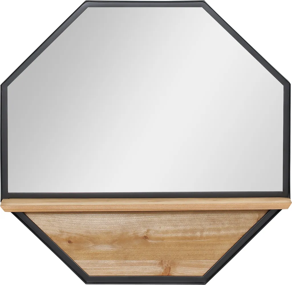 HOMCOM 61 X 61cm Achteck Wandspiegel Hängespiegel Wohnzimmerspiegel Mit Regal Industrie-Design Für Schlafzimmer Schwarz 3 HOMCOM 61 X 61cm Achteck Wandspiegel Hängespiegel Wohnzimmerspiegel Mit Regal Industrie-Design Für Schlafzimmer Schwarz