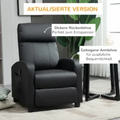 HOMCOM Massagesessel Relaxsessel Fernsehsessel Massagesofa Massagefunktion Liegefunktion Rückenlehne Mit Rückenlehne 2-Punkt-Massage PolyurethanSchaumstoff Schwarz 68 X 88 X 98 Cm -Homcom ada8509d7ab393191478733903b23b49